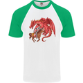 St. George Killing a Dragon Mens S/S Baseball T-Shirt White/Green