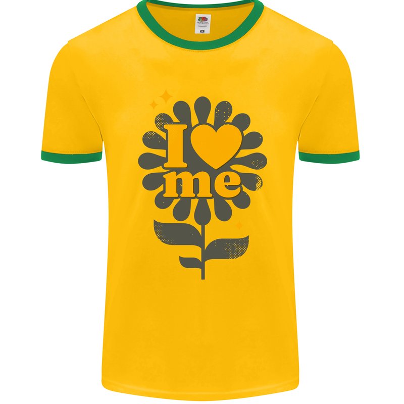 I Love Me Self Loving Confident Funny Quote Mens Ringer T-Shirt FotL Gold/Green