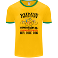 Weekend Forecast Cycling Cyclist Bicycle Mens Ringer T-Shirt FotL Gold/Green