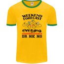 Weekend Forecast Cycling Cyclist Bicycle Mens Ringer T-Shirt FotL Gold/Green