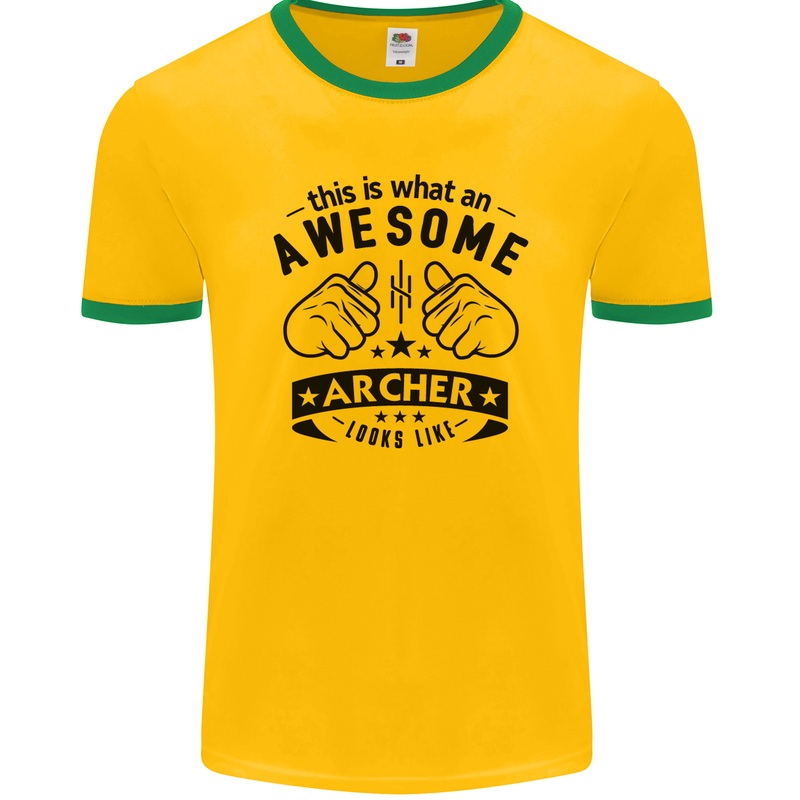 An Awesome Archer Looks Like Archery Mens Ringer T-Shirt FotL Gold/Green