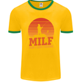 MILF Fishing Funny Fisherman Father's Day Mens Ringer T-Shirt FotL Gold/Green