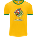 Dripping Rubik Cube Funny Puzzle Mens Ringer T-Shirt FotL Gold/Green