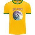 Wave Chaser Surfing Surfer Mens Ringer T-Shirt FotL Gold/Green