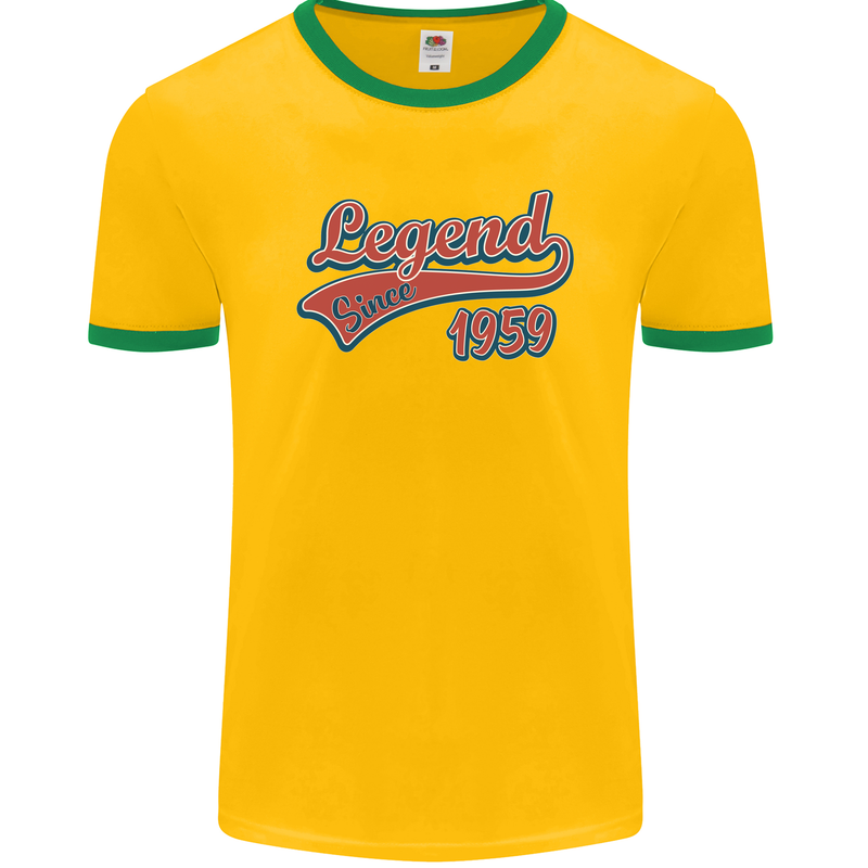 Legend Since 64th Birthday 1959 Mens Ringer T-Shirt FotL Gold/Green