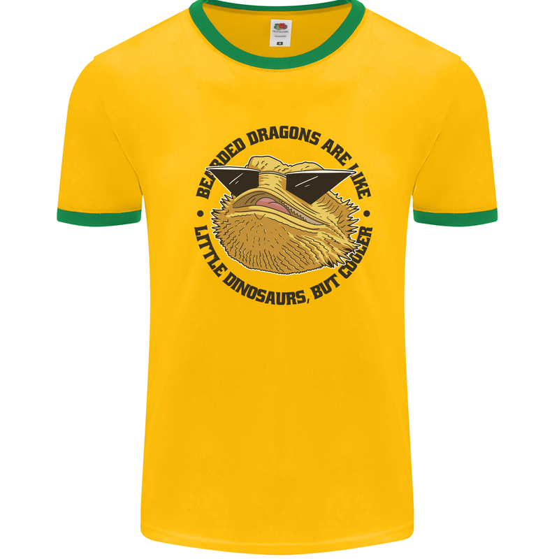 Bearded Dragons Are Like Little Dinosaurs Mens Ringer T-Shirt Gold/Green