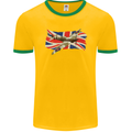 Supermarine Spitfire with the Union Jack Mens Ringer T-Shirt FotL Gold/Green