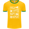 Yoga Coffee Naps Repeat Funny Mens Ringer T-Shirt FotL Gold/Green