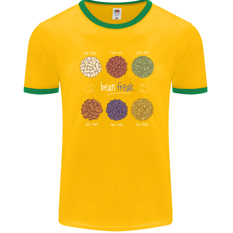 Beans Vegan Kidney Soy Lentils Vegetarian Mens Ringer T-Shirt FotL Gold/Green