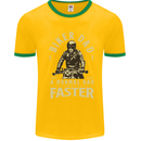 Biker Dad Fathers Day Motorbike Motorcycle Mens Ringer T-Shirt Gold/Green