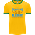 50th Birthday Turning 50 Is Great Year Old Mens Ringer T-Shirt FotL Gold/Green