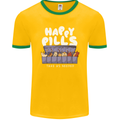 Cats Happy Pills Antidepressant Mens Ringer T-Shirt FotL Gold/Green