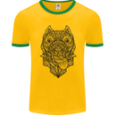 Pitbull Mandala Art Dog Lover Mens Ringer T-Shirt FotL Gold/Green