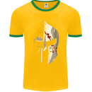 Gym Training Top Spartan Helmet MMA Mens Ringer T-Shirt FotL Gold/Green