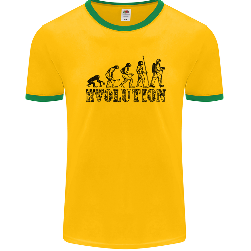 Fireman Evolution Mens Ringer T-Shirt FotL Gold/Green