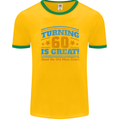 60th Birthday Turning 60 Is Great Year Old Mens Ringer T-Shirt FotL Gold/Green