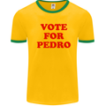 Vote For Pedro Mens White Ringer T-Shirt Gold/Green