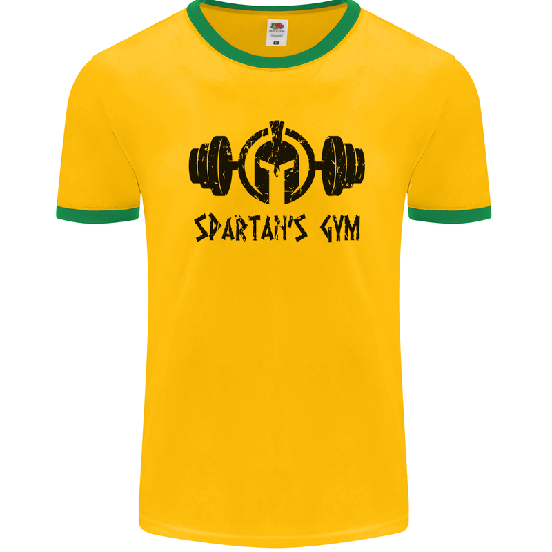 Spartans Gym Mens Ringer T-Shirt FotL Gold/Green