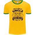 An Uncle Nob Head Looks Like Uncle's Day Mens White Ringer T-Shirt Gold/Green