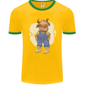 An Infant Highland Cow Cattle Bull Mens Ringer T-Shirt FotL Gold/Green