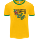 Christmas Velociraptors are Faster Dinosaur Mens White Ringer T-Shirt Gold/Green
