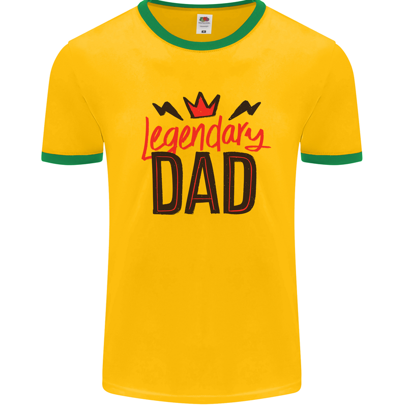 Legendary Dad Fathers Day Mens Ringer T-Shirt Gold/Green