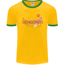 Censored Banana Funny Rude Sexy Mens Ringer T-Shirt FotL Gold/Green