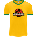 Grumpysaurus Funny Grumpy Old Git Man Mens White Ringer T-Shirt Gold/Green