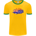 Happy Australia National Day Flag Mens Ringer T-Shirt FotL Gold/Green