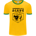 Schrodinger's Cat Science Geek Nerd Mens Ringer T-Shirt FotL Gold/Green