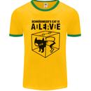 Schrodinger's Cat Science Geek Nerd Mens Ringer T-Shirt FotL Gold/Green