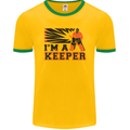 Hockey I'm a Keeper Funny Ice Street Mens Ringer T-Shirt FotL Gold/Green