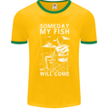 My Fish Will Come Funny Fishing Fisherman Mens Ringer T-Shirt FotL Gold/Green