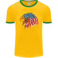 American Eagle USA Flag July 4th Mens Ringer T-Shirt FotL Gold/Green