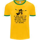 A Bad Day of Skydiving Para Skydiving Mens White Ringer T-Shirt Gold/Green