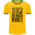 You Can't Buy Love Funny Rescue Dog Puppy Mens Ringer T-Shirt FotL Gold/Green