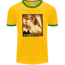 Capybara Comrade Mens Ringer T-Shirt FotL Gold/Green
