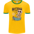 Fishing My Fish Will Come Funny Fisherman Mens Ringer T-Shirt FotL Gold/Green