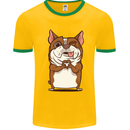 A Cute Dog With a Heart Sign Mens White Ringer T-Shirt Gold/Green
