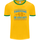 40th Birthday Turning 40 Is Great Year Old Mens White Ringer T-Shirt Gold/Green