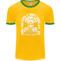 Offensive Pizza Eating Skull Chef Mens Ringer T-Shirt FotL Gold/Green