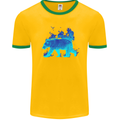 A Blue Flame Grizzly Bear Mens Ringer T-Shirt FotL Gold/Green