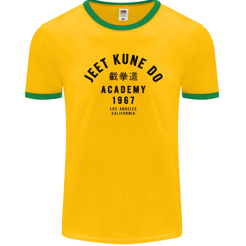 Jeet Kune Do Academy MMA Martial Arts Mens Ringer T-Shirt FotL Gold/Green