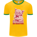 Breast Cancer Awareness October Cat Mens Ringer T-Shirt FotL Gold/Green