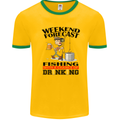 Fishing Fisherman Forecast Alcohol Beer Mens White Ringer T-Shirt Gold/Green