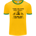 Three Fish Sizes Funny Fishing Fisherman Mens White Ringer T-Shirt Gold/Green