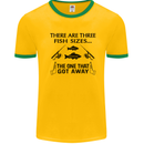 Three Fish Sizes Funny Fishing Fisherman Mens White Ringer T-Shirt Gold/Green