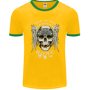Bad 2 the Bone Biker Skull Angel Motorcycle Mens Ringer T-Shirt FotL Gold/Green
