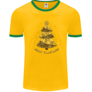 Steampunk Christmas Tree Mens White Ringer T-Shirt Gold/Green