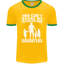 Dad With Three Daughters Funny Fathers Day Mens Ringer T-Shirt FotL Gold/Green